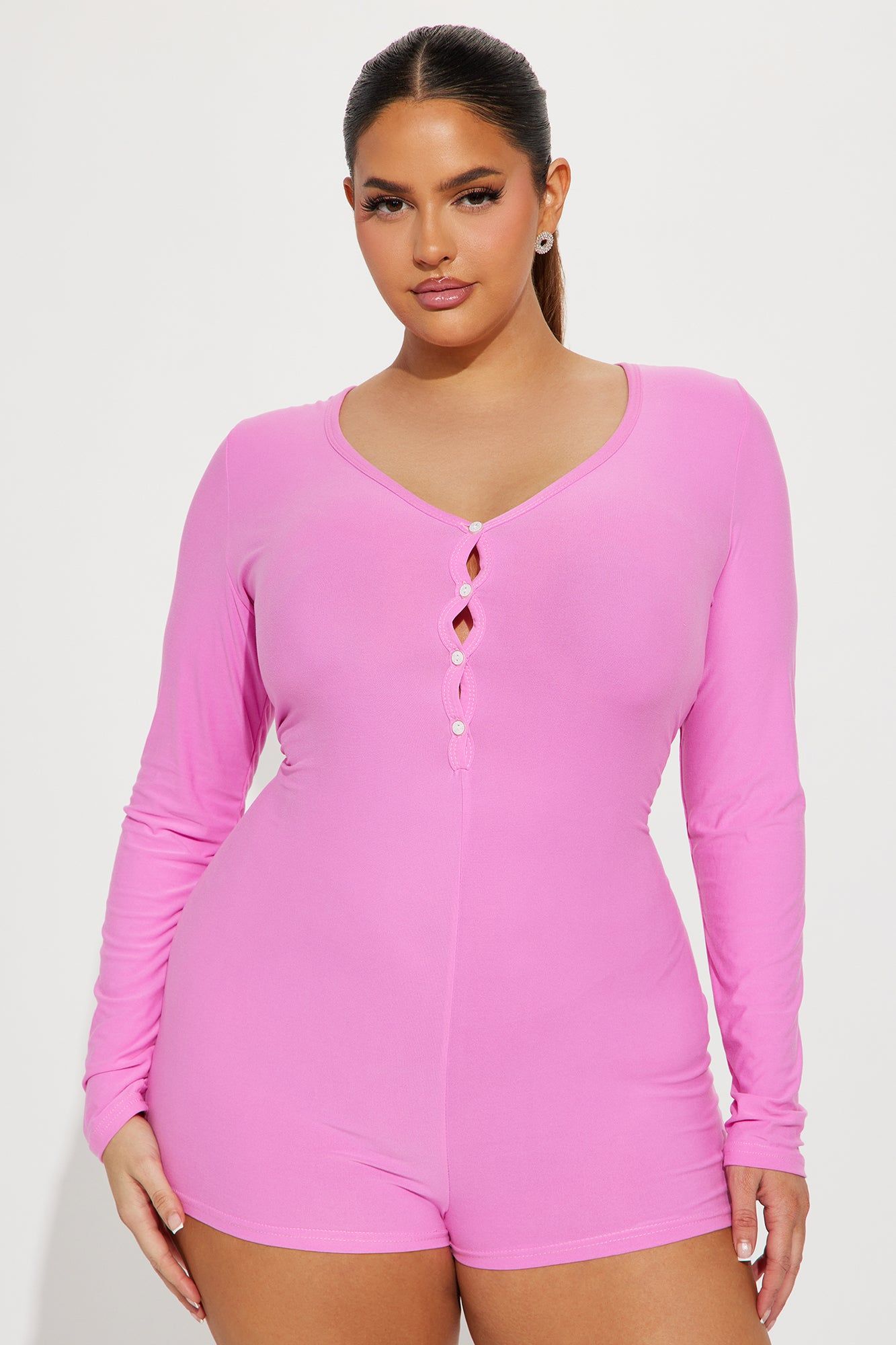 Material Girl Long Sleeve PJ Romper Onesie - Pink sold by Fashion Nova product image thumbnail 5