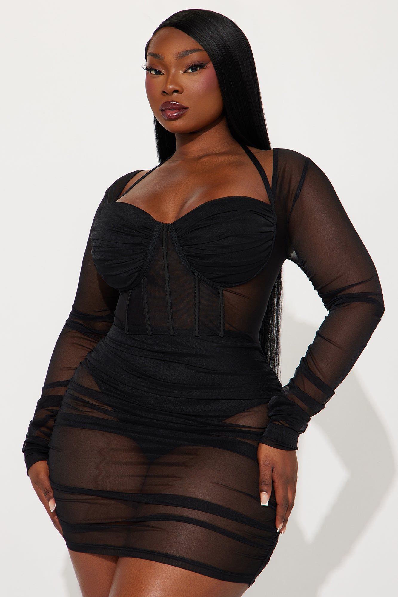 Sheer Dreams Mesh Mini Dress - Black sold by Fashion Nova product image thumbnail 5