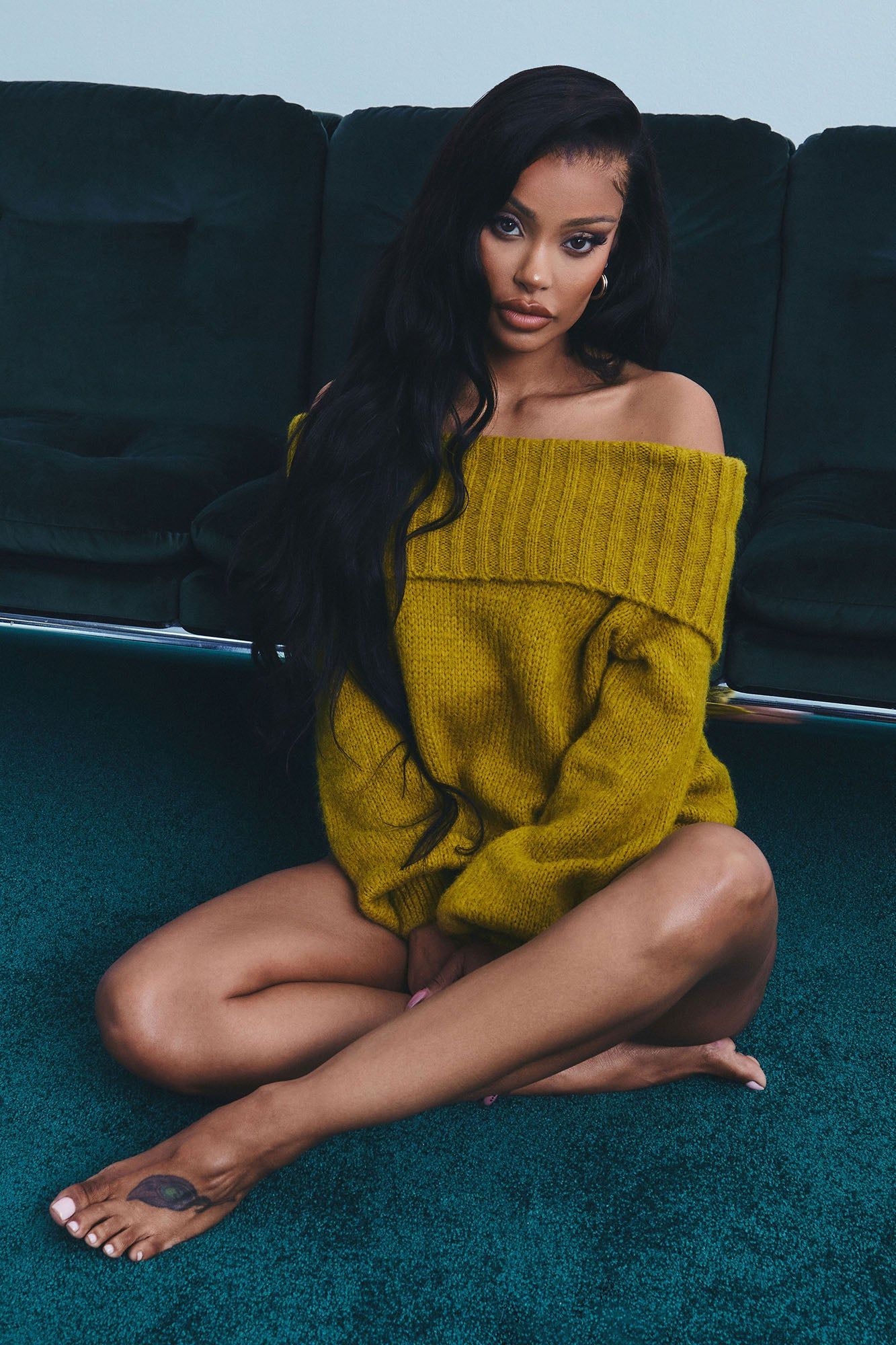 Call Me Off Shoulder Sweater - Olive sold by Fashion Nova