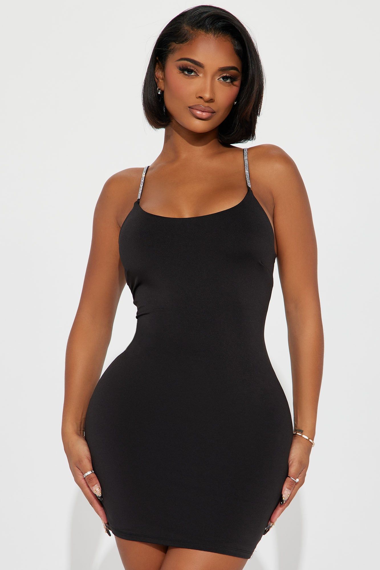 In The Club Embellished Mini Dress - Black sold by Fashion Nova