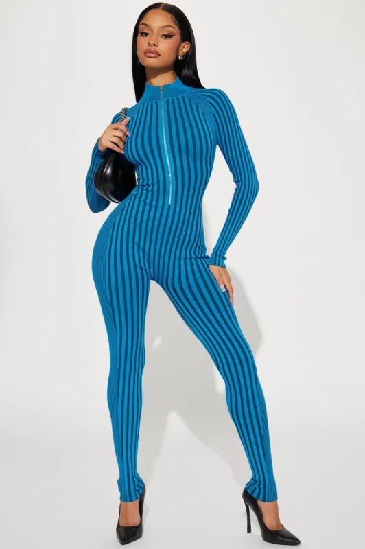 Stay Lifted Sweater Jumpsuit - Blue made by Fashion Nova