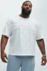 Binney Jacquard Relaxed Short Sleeve Tee - White sold by Fashion Nova