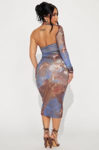 Viviana Cherub Midi Dress - Brown/combo sold by Fashion Nova