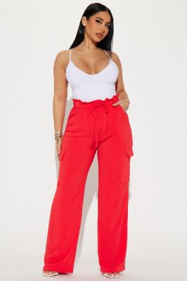Betty Textured Cargo Pant - Red made by Fashion Nova