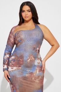 Viviana Cherub Midi Dress - Brown/combo sold by Fashion Nova
