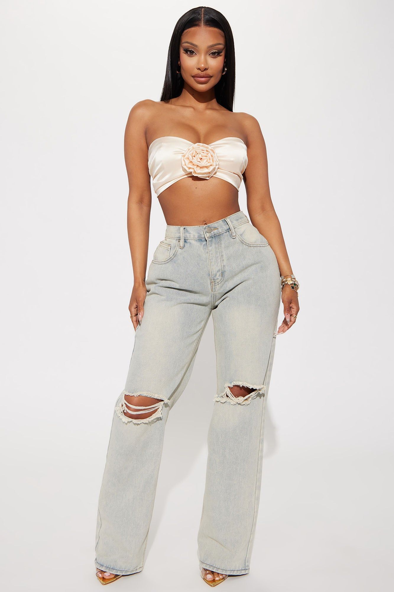 Send Me Roses Satin Top - Champagne sold by Fashion Nova product image thumbnail 2