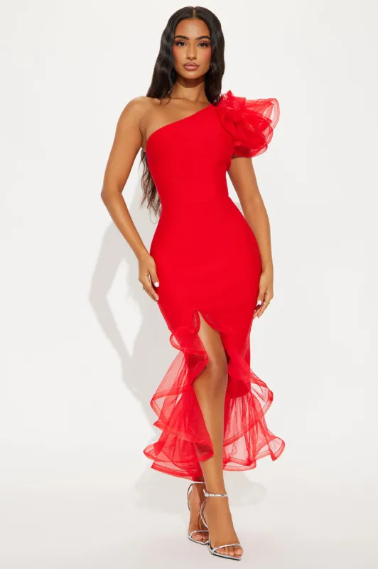 Kehlani Bandage Midi Dress - Red sold by Fashion Nova