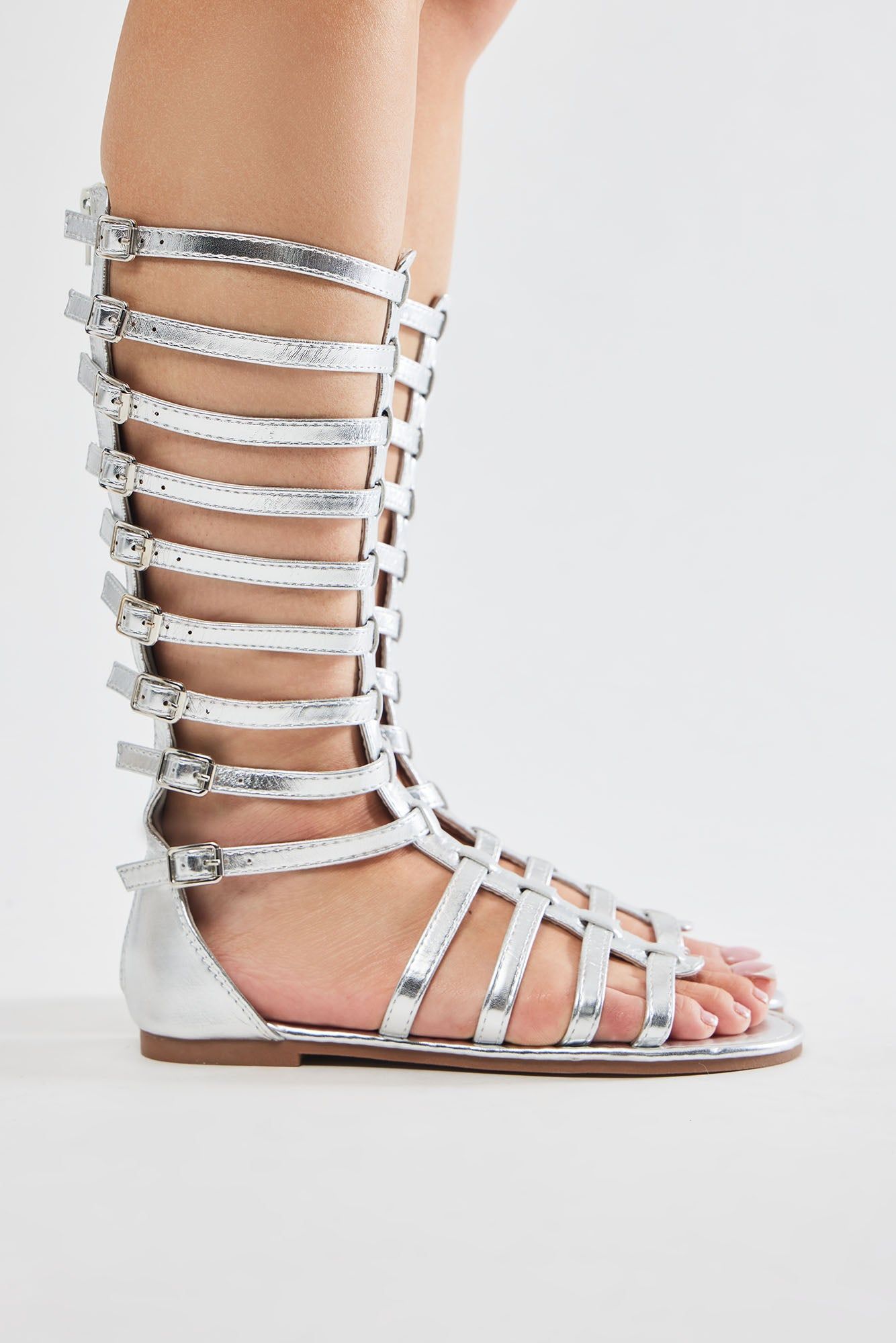 Breaking Free Gladiator Sandals - Silver sold by Fashion Nova