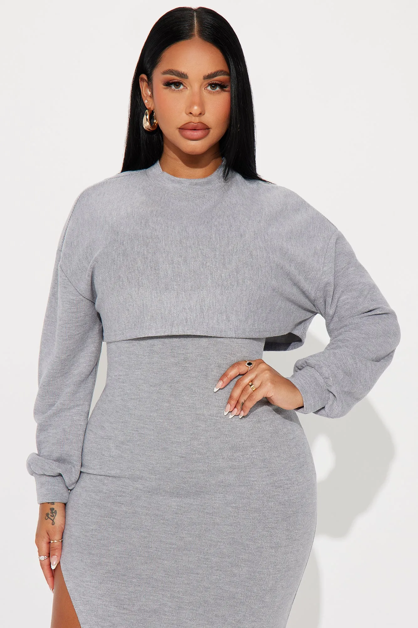 Cloud Nine Midi Dress Set - Grey sold by Fashion Nova product image thumbnail 3