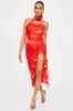 Scarlet Blaze Mesh Midi Dress - Red/combo sold by Fashion Nova