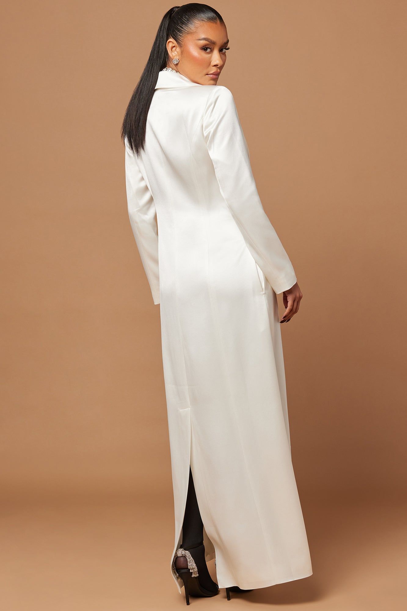 Deana Satin Duster Jacket - Off White sold by Fashion Nova product image thumbnail 4