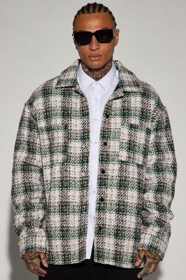 San Juan Textured Quilted Shacket - Cream/combo sold by Fashion Nova