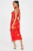 Scarlet Blaze Mesh Midi Dress - Red/combo sold by Fashion Nova