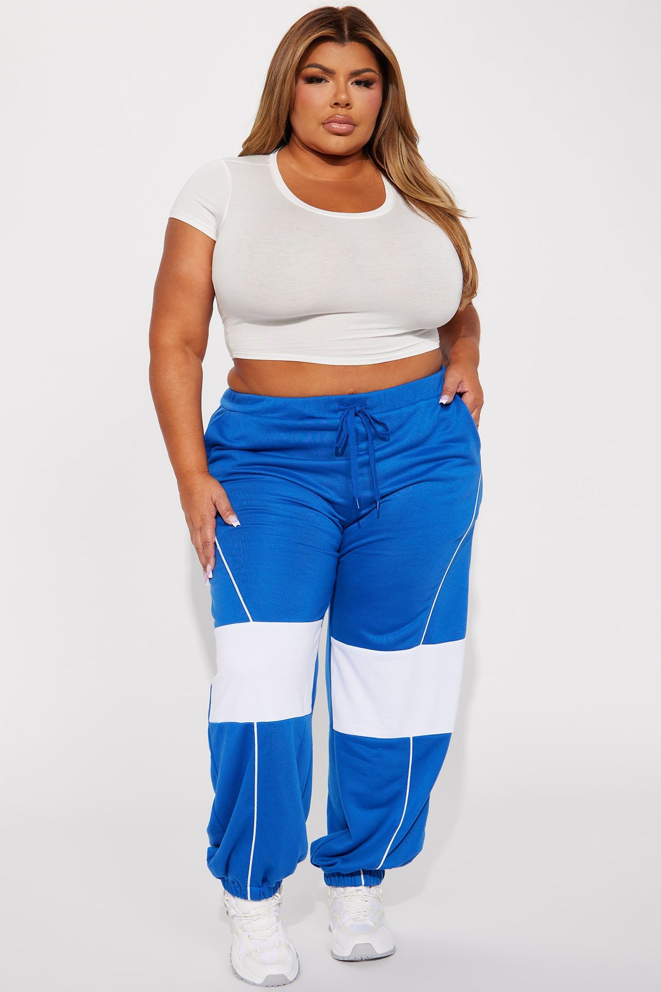 Sofia Color Block Lounge Jogger - Blue/combo sold by Fashion Nova
