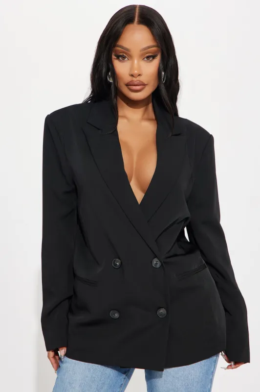 Put The Work In Oversized Blazer - Black sold by Fashion Nova