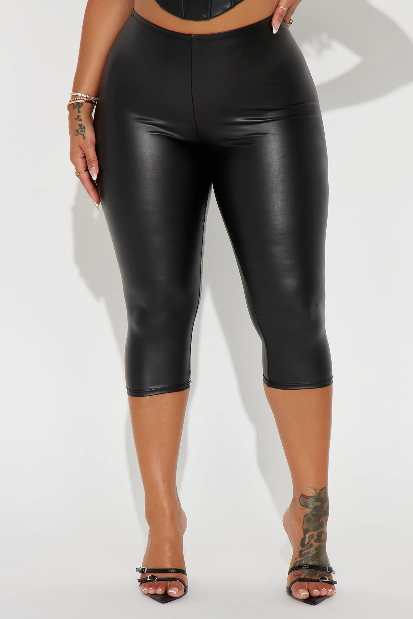 In My Presence Faux Leather Capri Legging - Black sold by Fashion Nova product image thumbnail 2