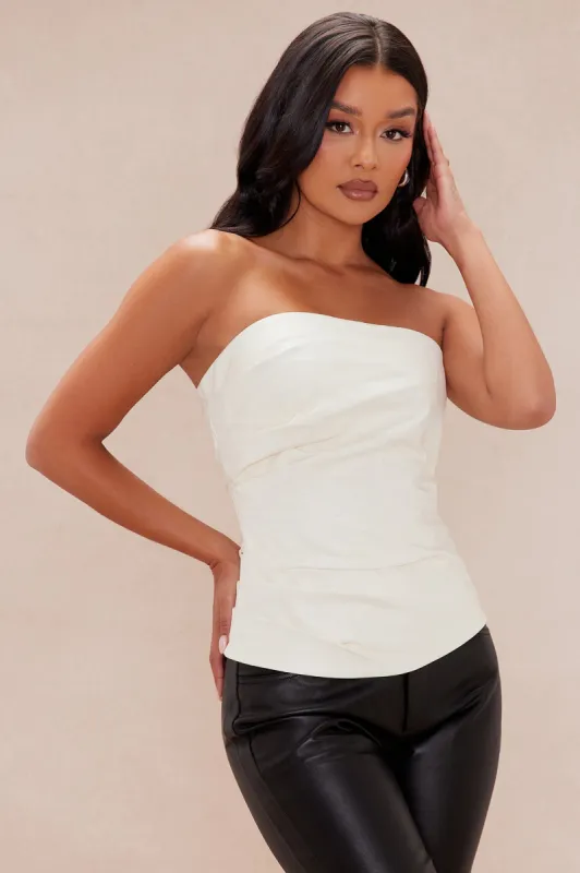 Leather Milan Tube Top - Cream sold by Fashion Nova