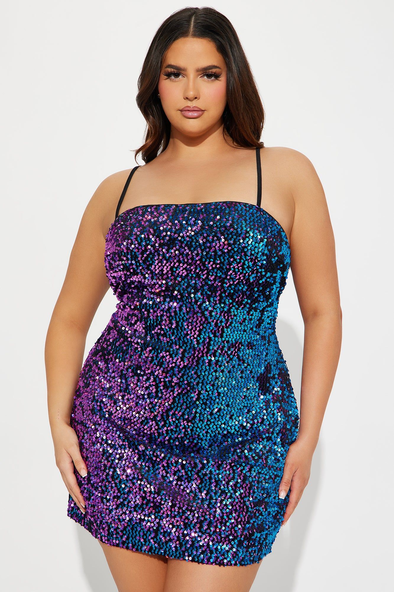 Bright Light Sequin Mini Dress - Purple/combo sold by Fashion Nova product image thumbnail 4