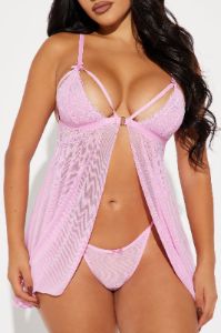 Grasping For More Lace 2 Piece Babydoll Set - Pink sold by Fashion Nova