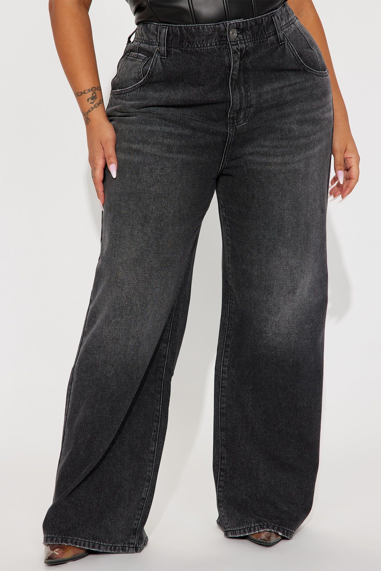 The West End Drop Waist Baggy Jeans - Black Wash sold by Fashion Nova product image thumbnail 5
