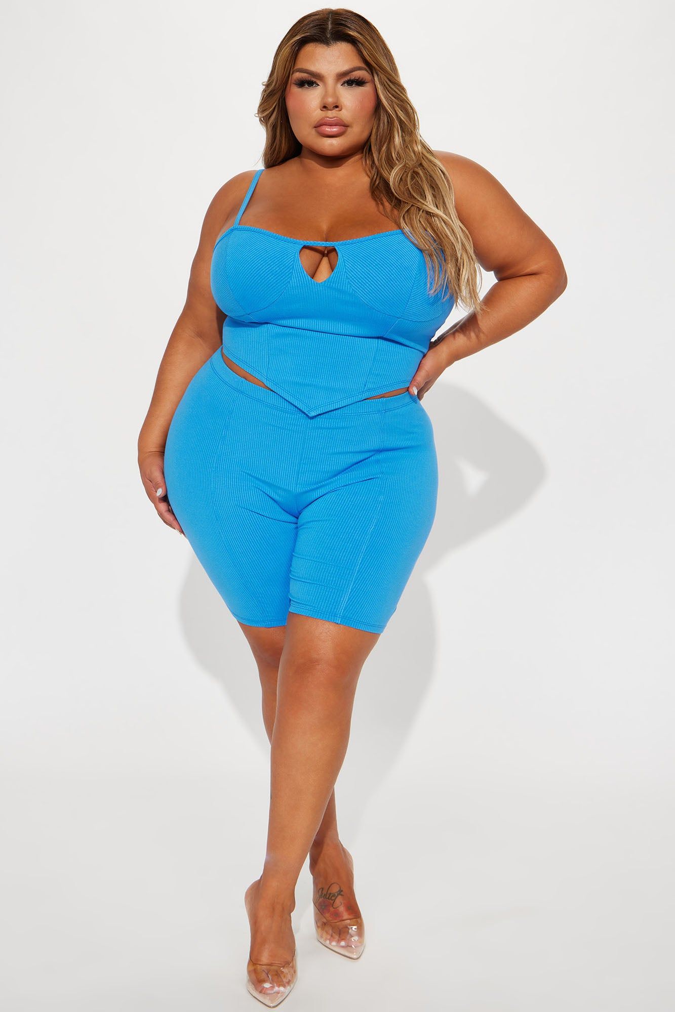 Helen Heavy Rib Short Set - Blue sold by Fashion Nova product image thumbnail 4