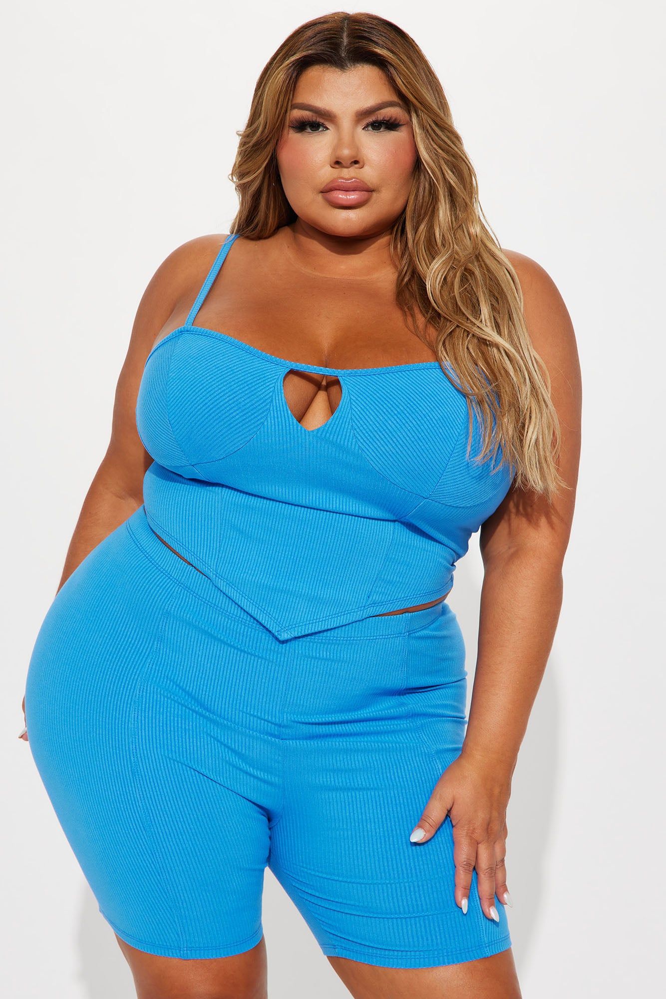 Helen Heavy Rib Short Set - Blue sold by Fashion Nova product image thumbnail 5