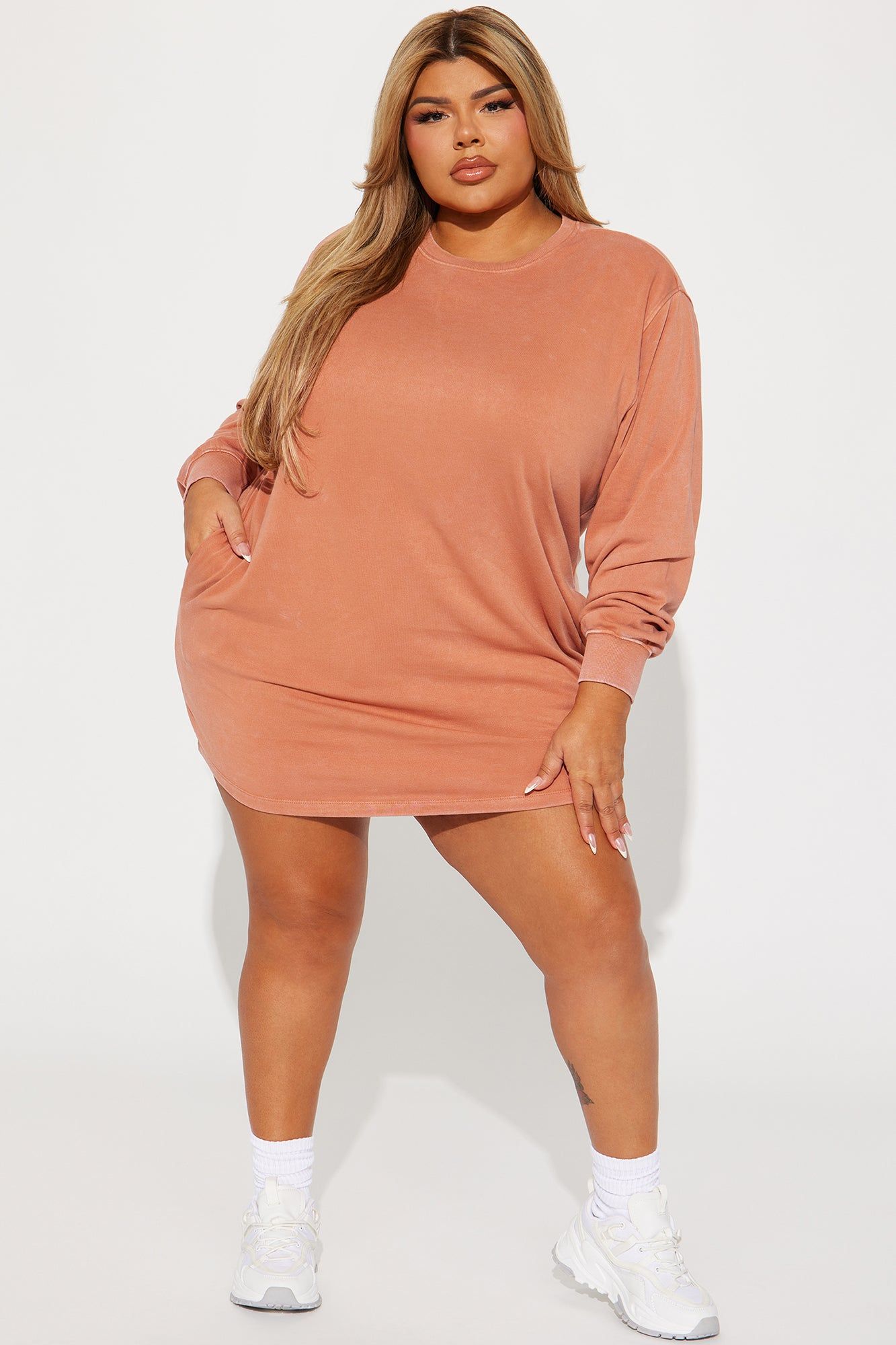 Sweat It Out Sweatshirt Mini Dress - Mauve sold by Fashion Nova product image thumbnail 5