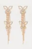Soaring Butterfly Rhinestone Earrings - Gold sold by Fashion Nova