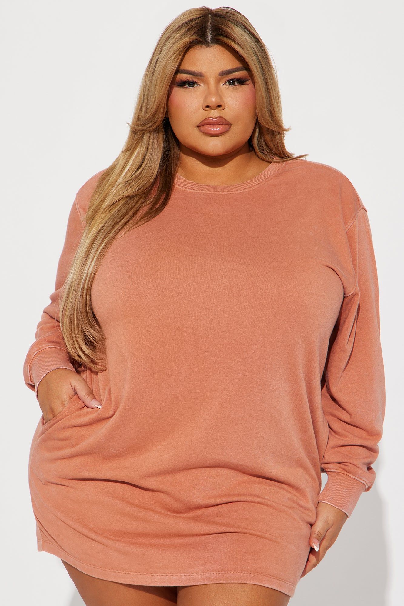 Sweat It Out Sweatshirt Mini Dress - Mauve sold by Fashion Nova product image thumbnail 4