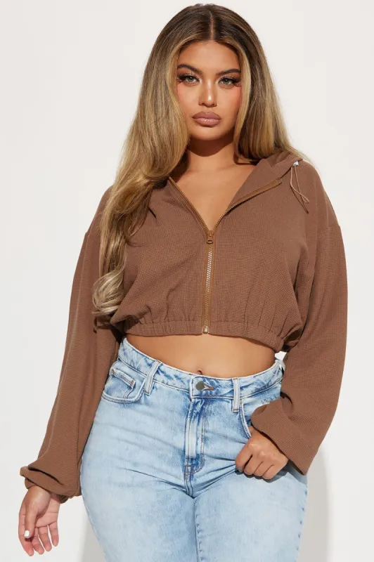 Divine Time Waffle Lounge Hoodie - Brown made by Fashion Nova