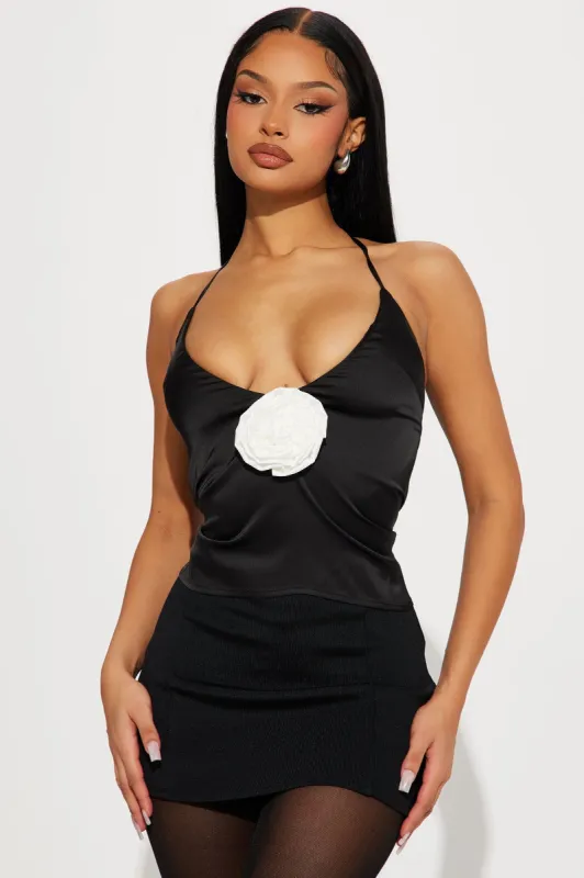 Soft Mood Satin Cami Top - Black/White sold by Fashion Nova