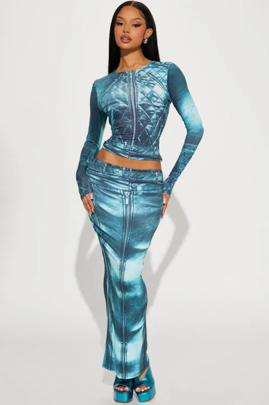 Rise To The Top Skirt Set - Green/combo sold by Fashion Nova