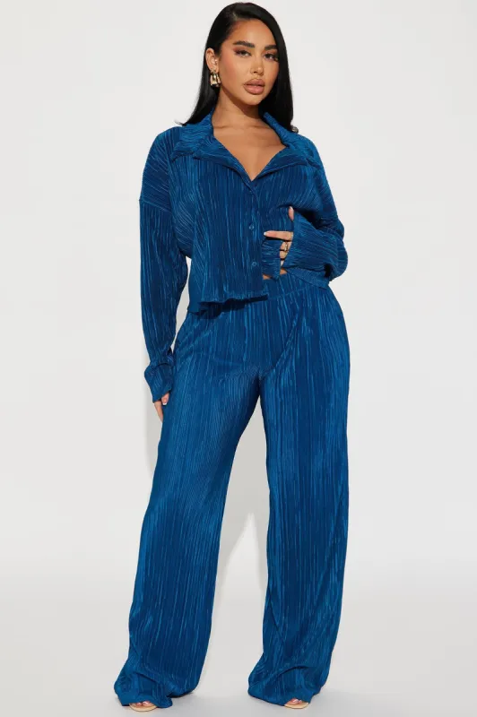 Kenzy Plisse Pant Set - Teal sold by Fashion Nova