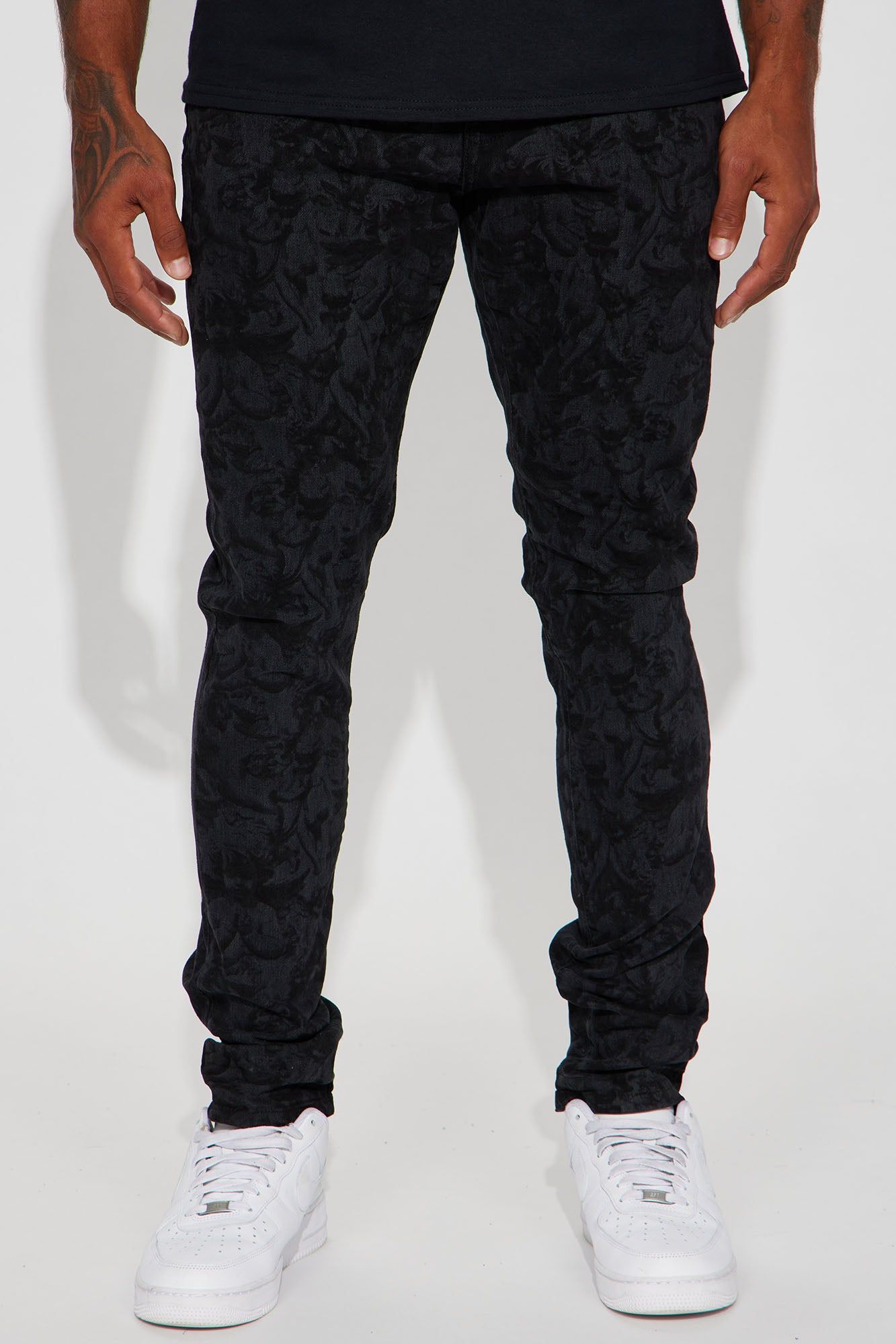 Angelic Messenger Stacked Skinny Jeans - Black Wash sold by Fashion Nova