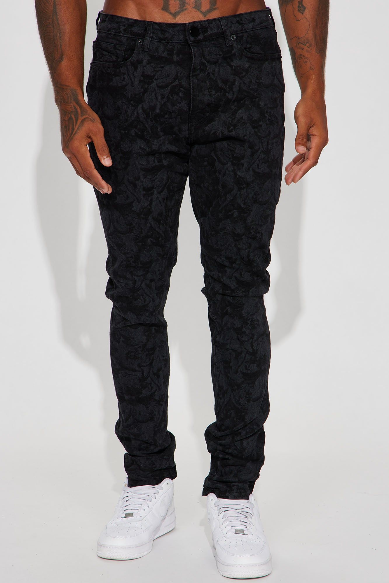 Angelic Messenger Stacked Skinny Jeans - Black Wash sold by Fashion Nova product image thumbnail 4