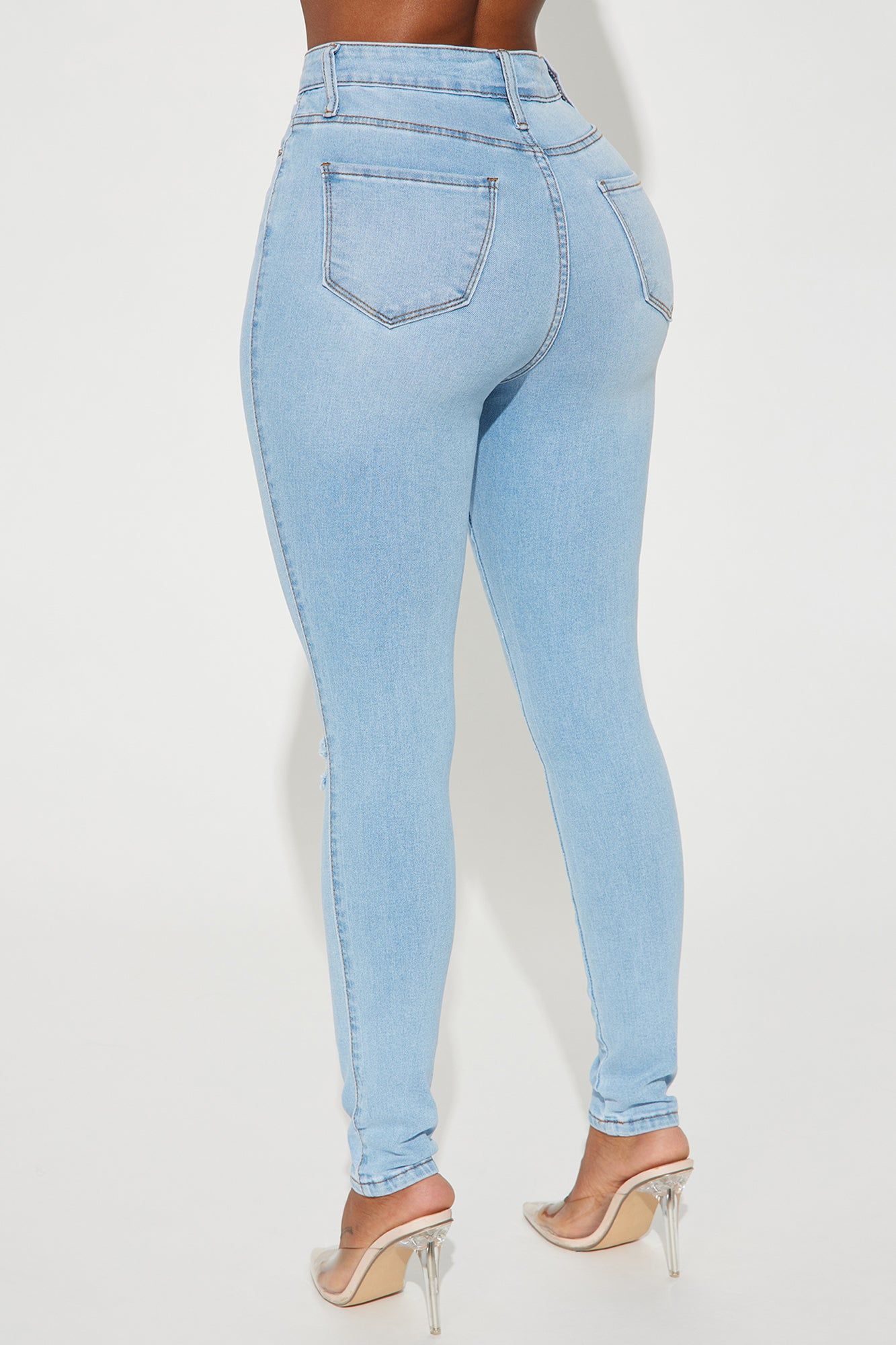 Here We Are Ripped Stretch Skinny Jeans - Light Wash sold by Fashion Nova product image thumbnail 3