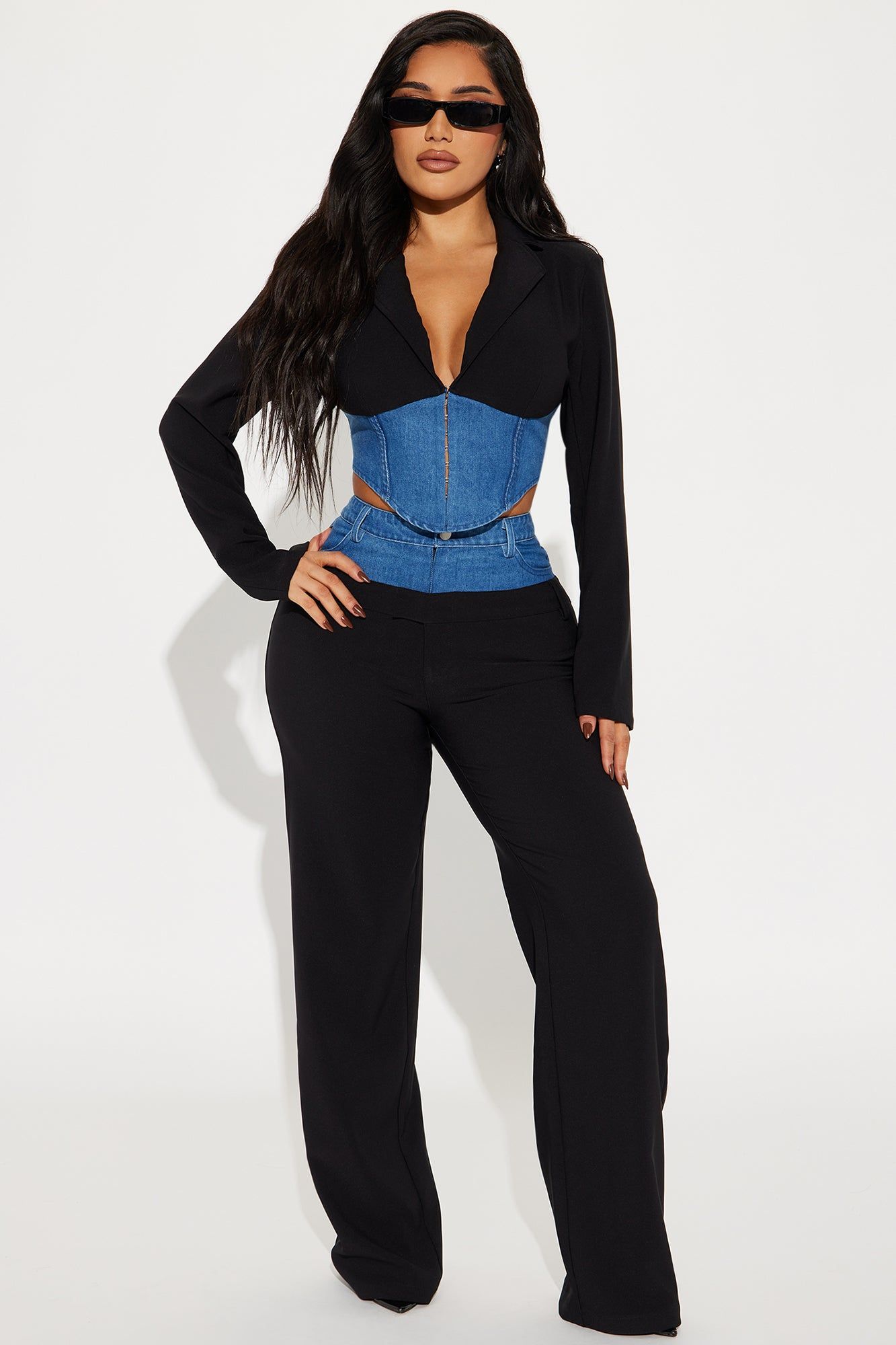 Staying Chic Blazer Pant Set - Black sold by Fashion Nova
