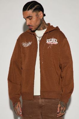 Got That Dawg In Me Zip Up Hoodie - Brown sold by Fashion Nova