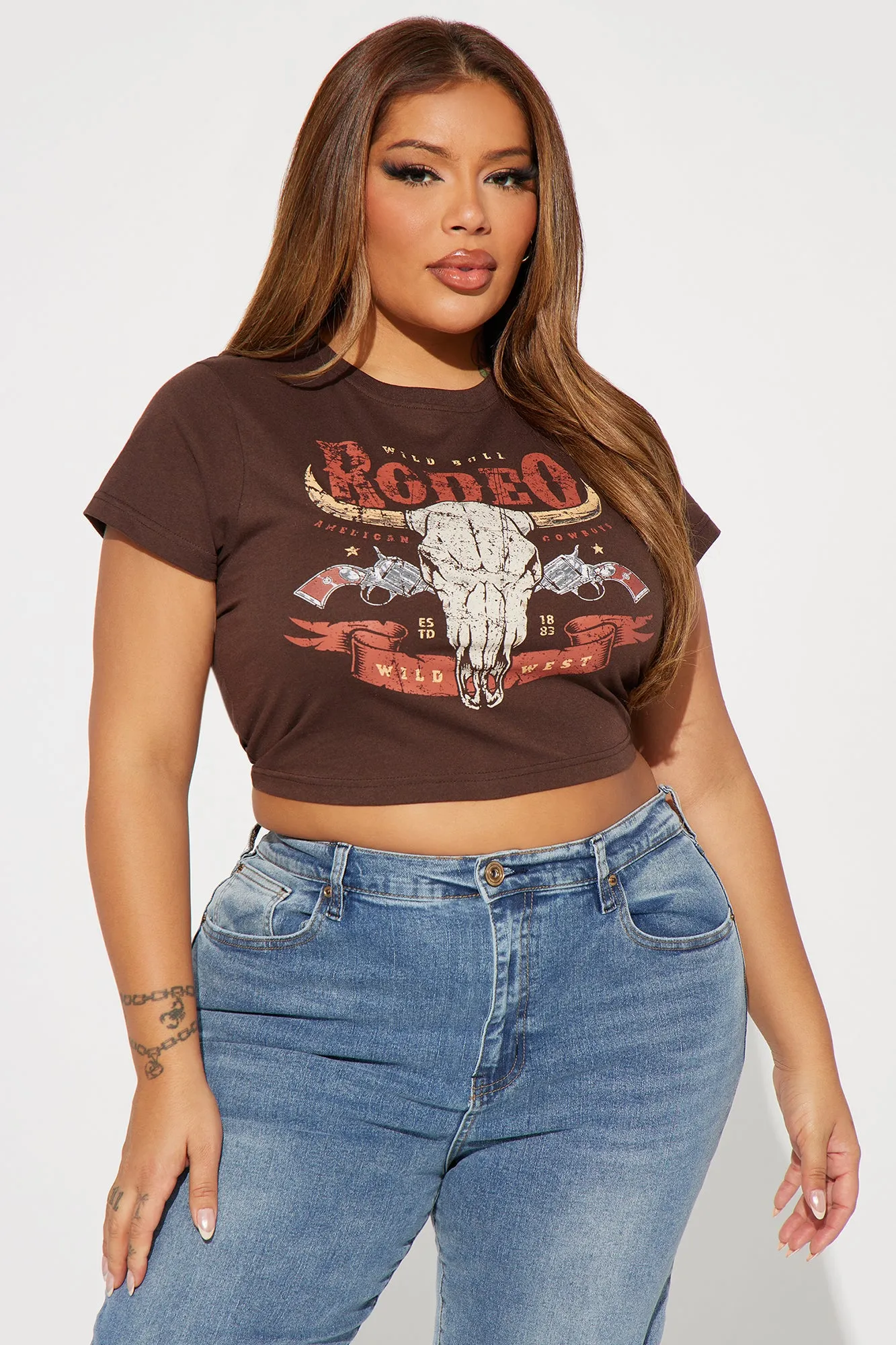 Rough At The Rodeo Fitted Tee - Brown sold by Fashion Nova product image thumbnail 5