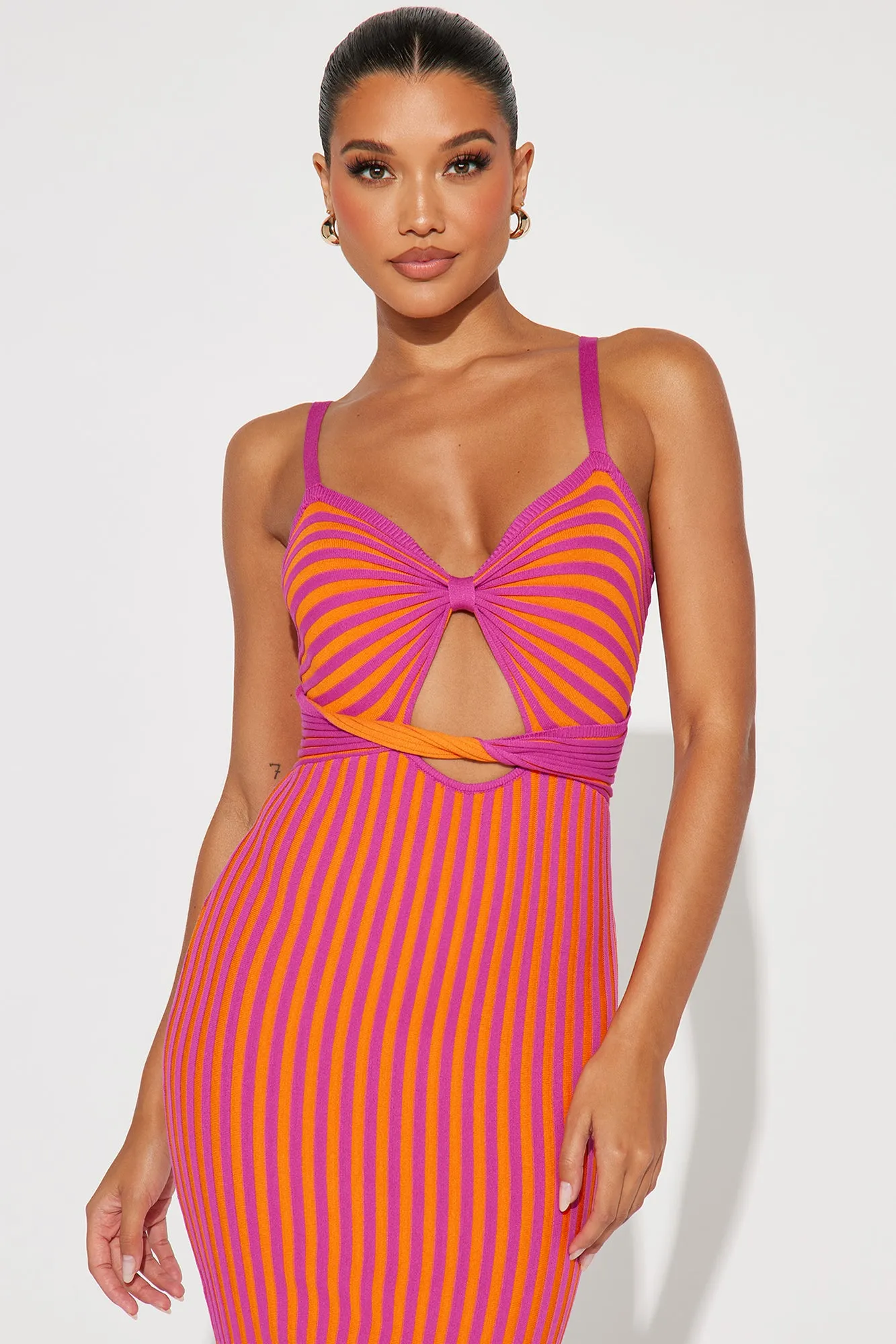 Snug Ribbed Maxi Dress - Pink/combo sold by Fashion Nova product image thumbnail 2