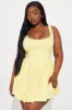 Valentine Twill Mini Dress - Yellow sold by Fashion Nova
