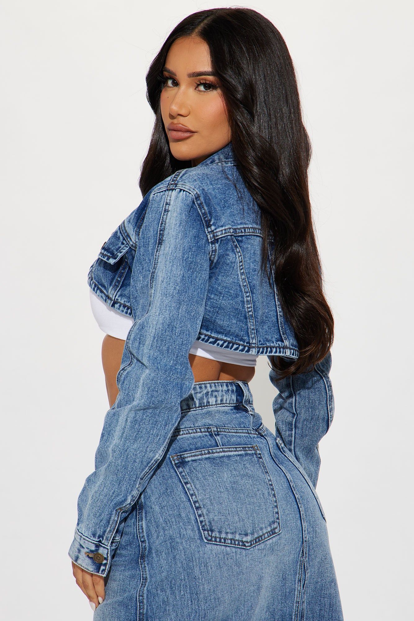Lone Pine Cropped Bolero Denim Jacket - Medium Wash sold by Fashion Nova product image thumbnail 3