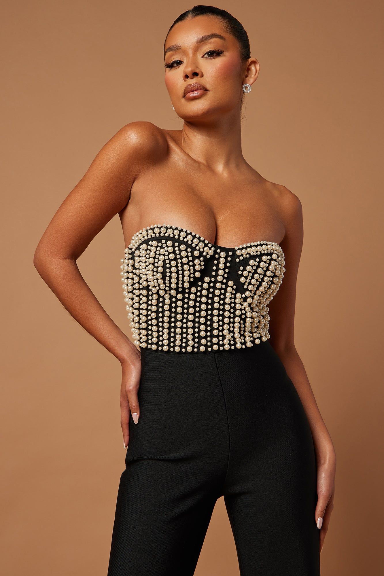 Eloise Pearl Bandage Jumpsuit - Black sold by Fashion Nova product image thumbnail 2