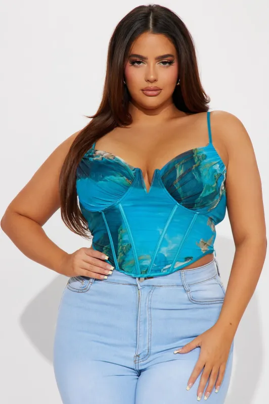 Ever After Corset Top - Blue/combo sold by Fashion Nova