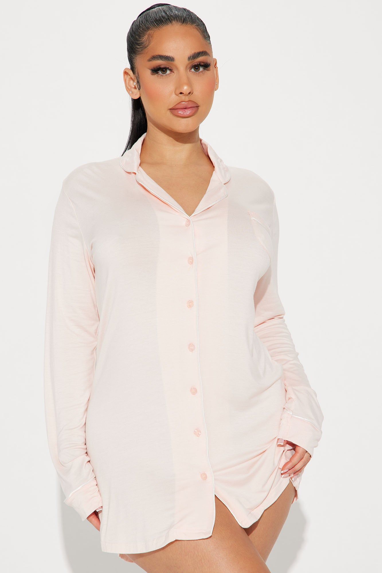 Dreamy Moments PJ Sleep Shirt - Peach sold by Fashion Nova
