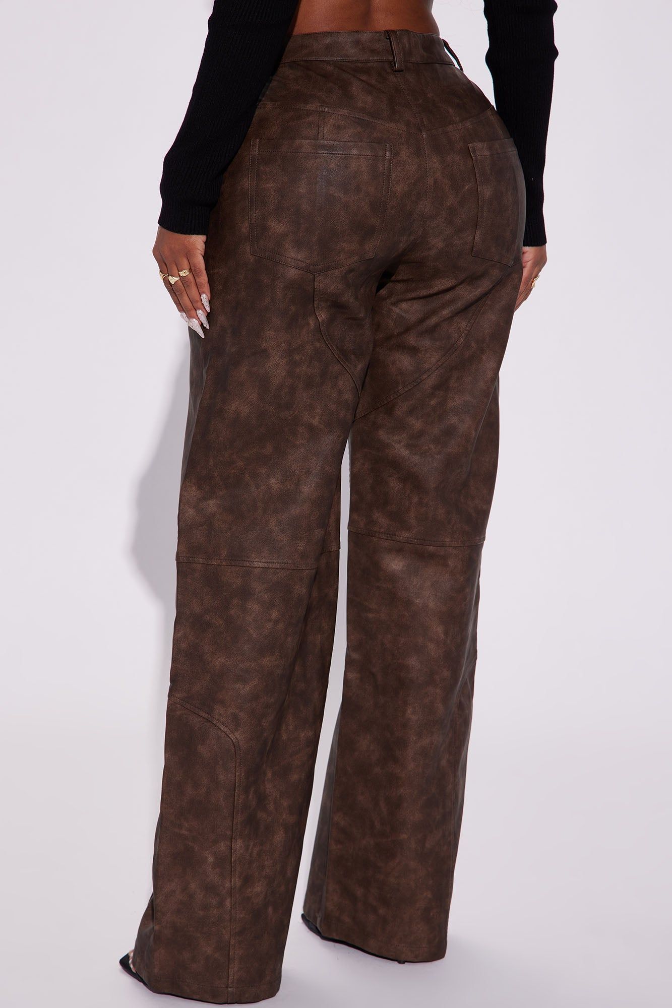 Trending Washed Faux Leather Moto Pant - Brown sold by Fashion Nova product image thumbnail 3