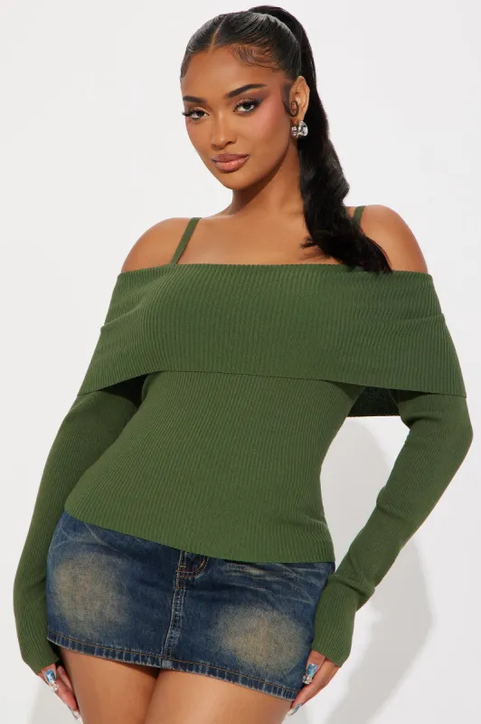 Morgan Off Shoulder Sweater - Olive sold by Fashion Nova