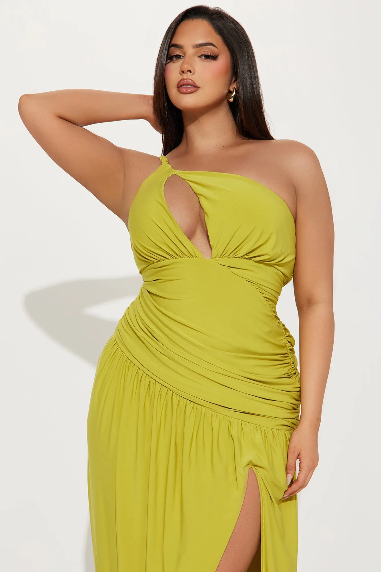 Alessia Ruched Maxi Dress - Chartreuse sold by Fashion Nova product image thumbnail 5