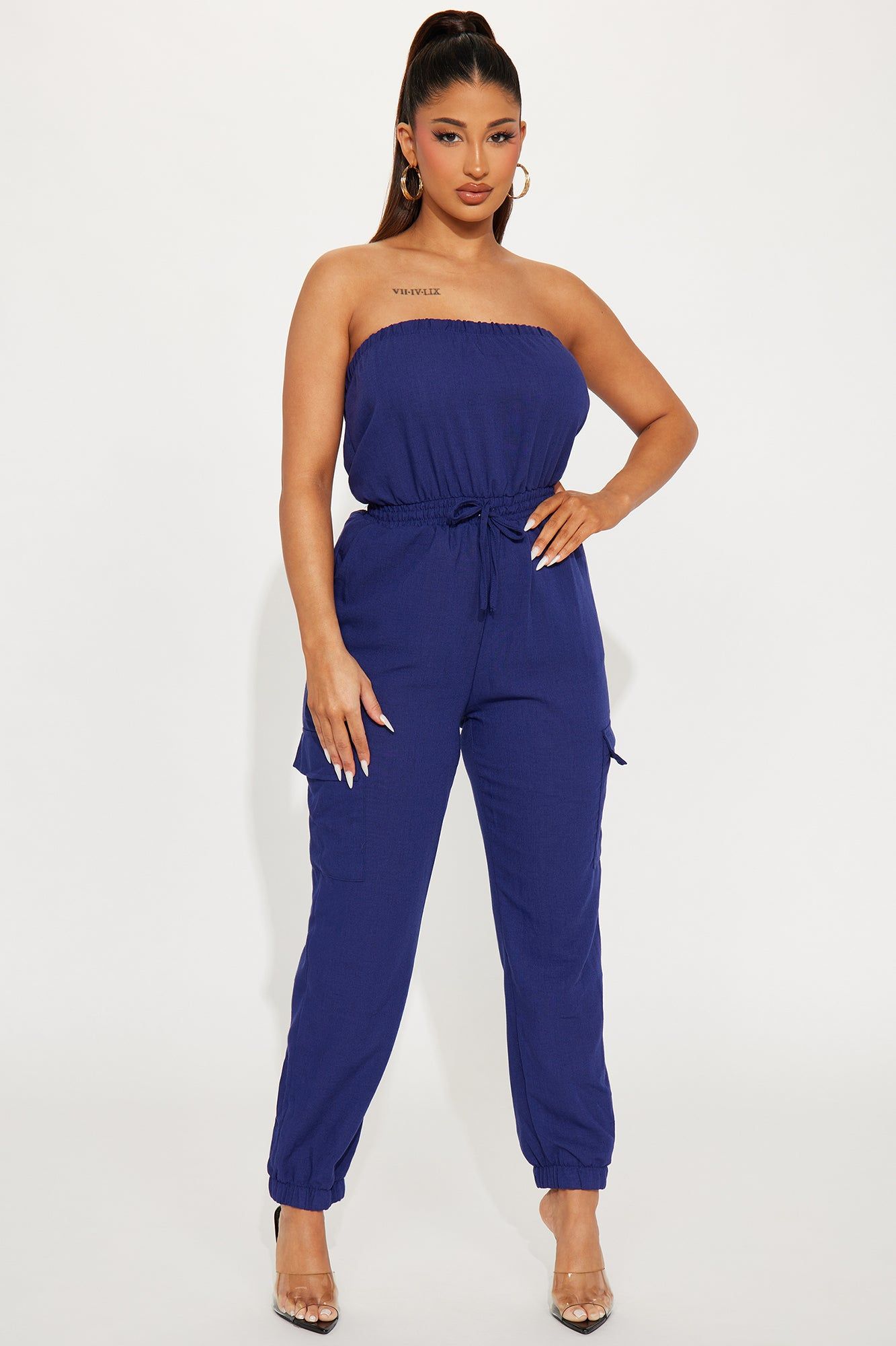 See You Around Town Jumpsuit - Navy sold by Fashion Nova
