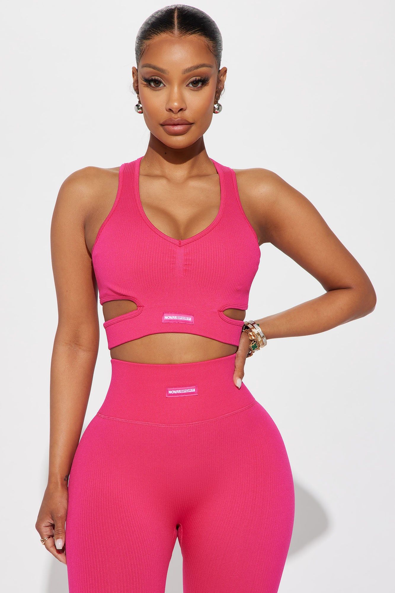 Roxane Ribbed Seamless Active Sports Bra - Fuchsia sold by Fashion Nova